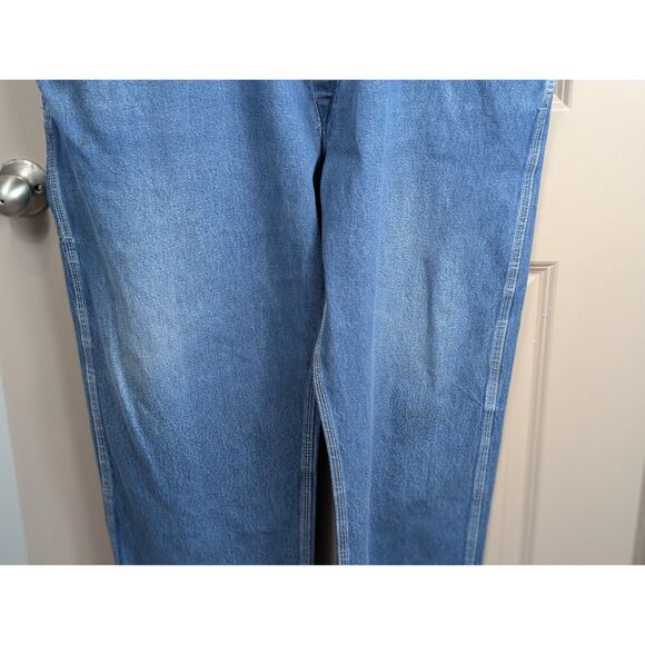 Round House Carpenter Bib Overalls Button Fly Made in USA Blue Men's Size 52 - Picture 3 of 16